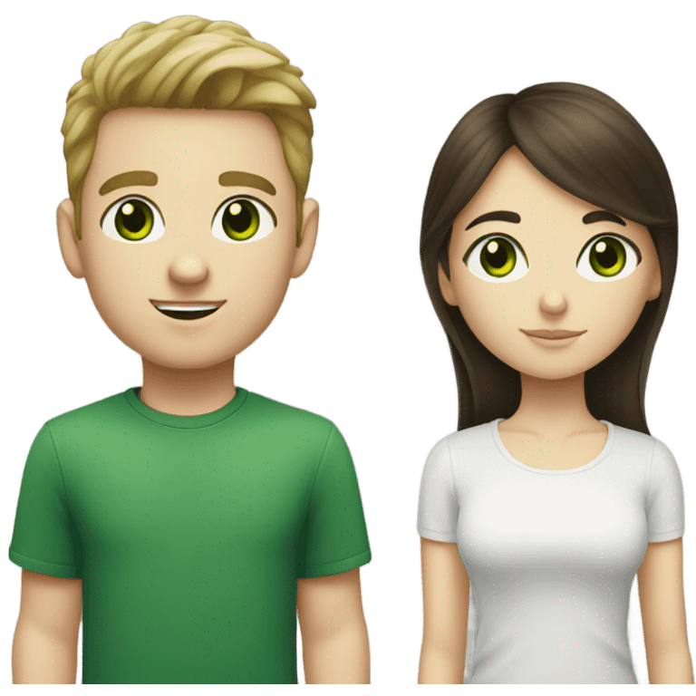 white green eyed boy with white brunette girl emoji