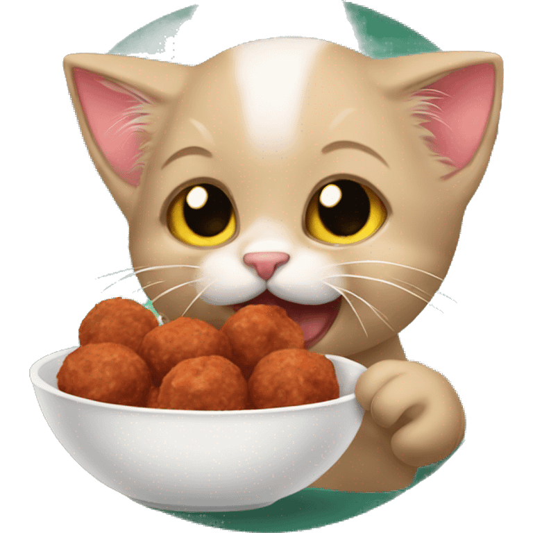 Kitten eating meatballs  emoji