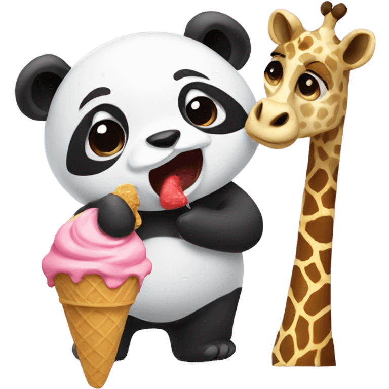 Panda eating ice cream with a giraffe emoji