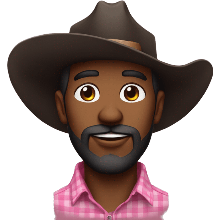 Homem negro com barba e olhos pequenos com chapéu de cowboy rosa  emoji