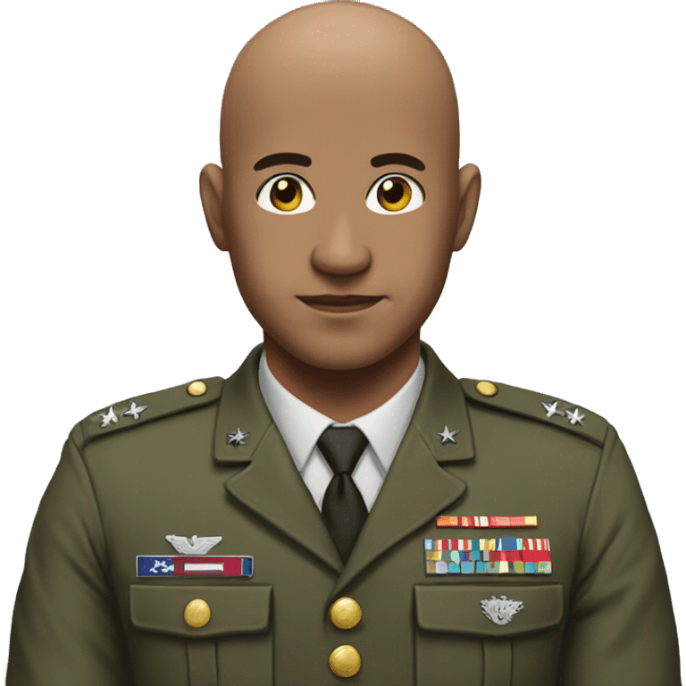 Bald military man with bg chin without mustache emoji