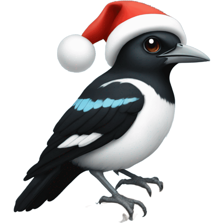 Magpie with santa hat emoji