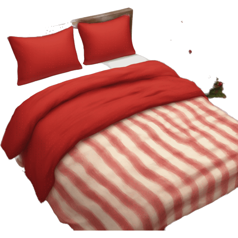 cozy christmas bed red sheets emoji