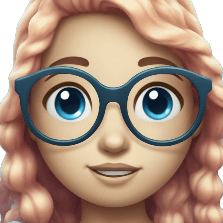 little cute mermaid with blue eyes and spectacles emoji