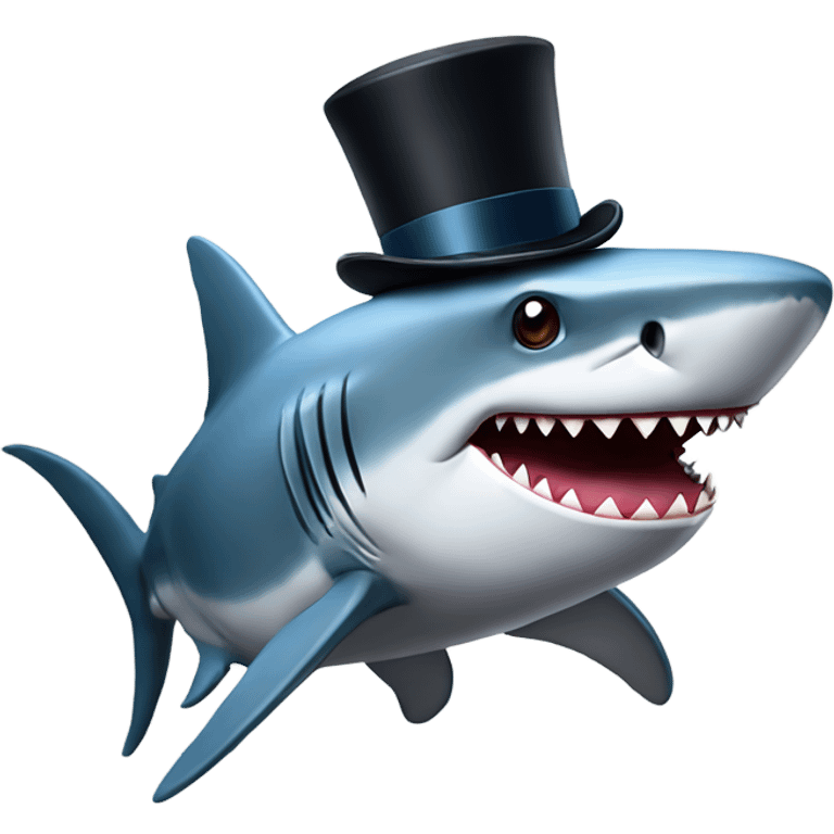 Shark with a top hat emoji