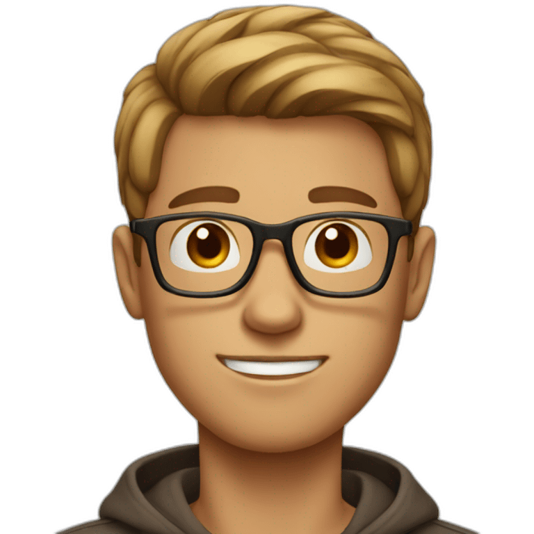 Young man with big nose in glasses brown short hair cute emoji