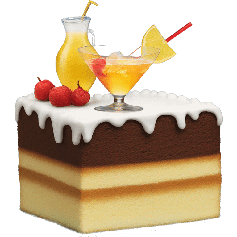 Cocktail on top of birthday cake emoji