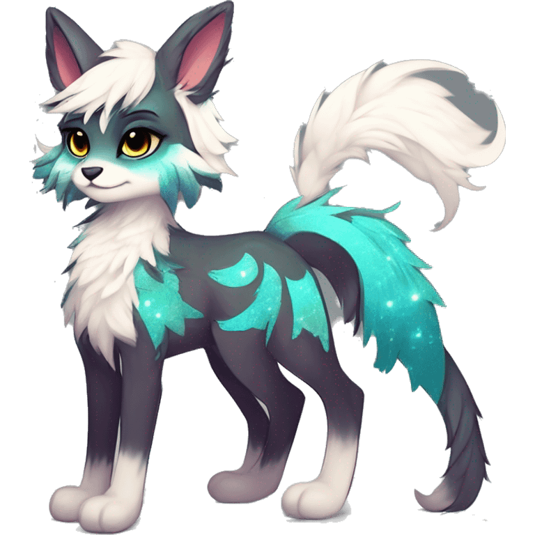 Cool cute Kawaii edgy fantasy animal sparkle fursona Fionbri by griffsnuff & LiLaiRa & Falvie full body emoji