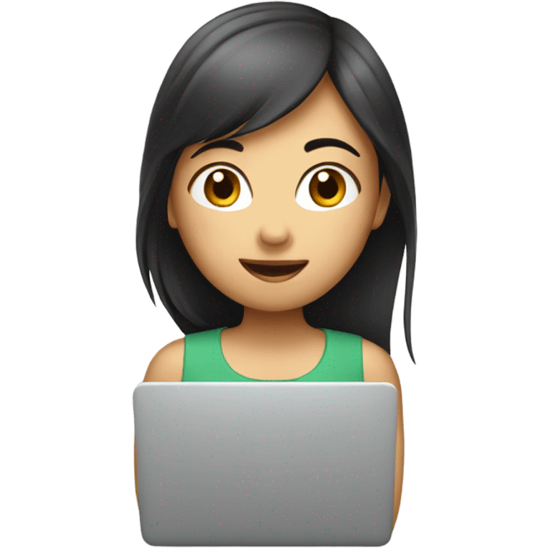 an asian girl with laptop emoji