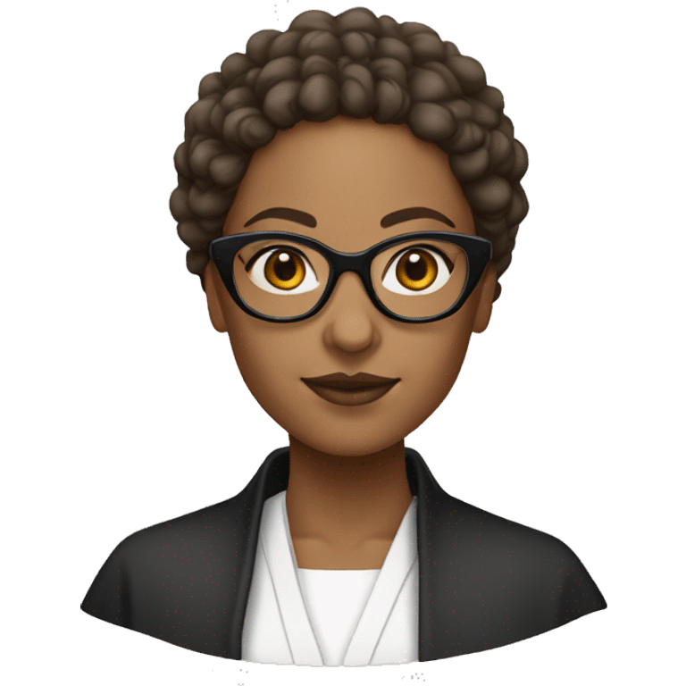 Female nun with medium skin tone and curly hair wearing spike Lee glasses emoji