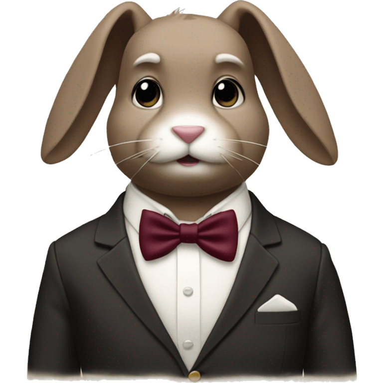 Full body. Crème bunny. Burgundy bow tie emoji