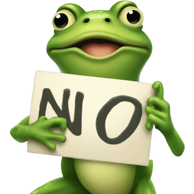 frog holding sign saying no emoji