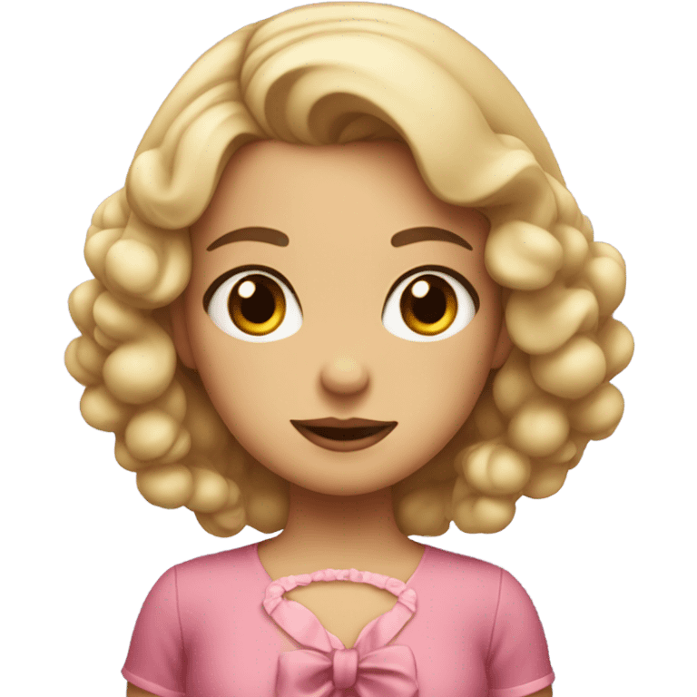 Cartoon girl in dress with bow in her hair emoji