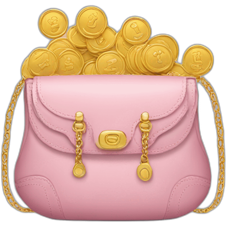 purse with gold coins and flowers emoji