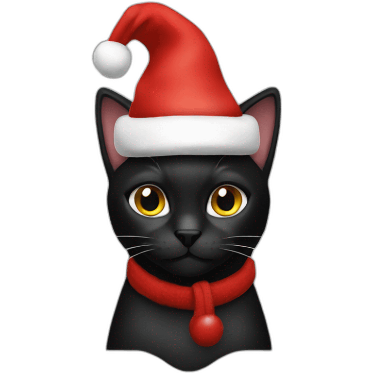 black cat christmas hat emoji