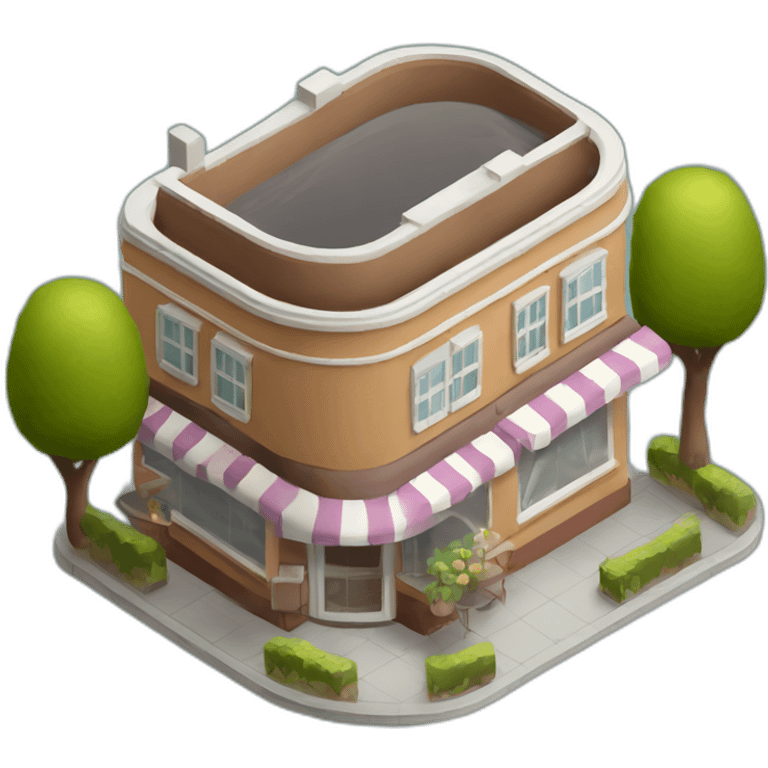 Rounded Coffee house isometric emoji