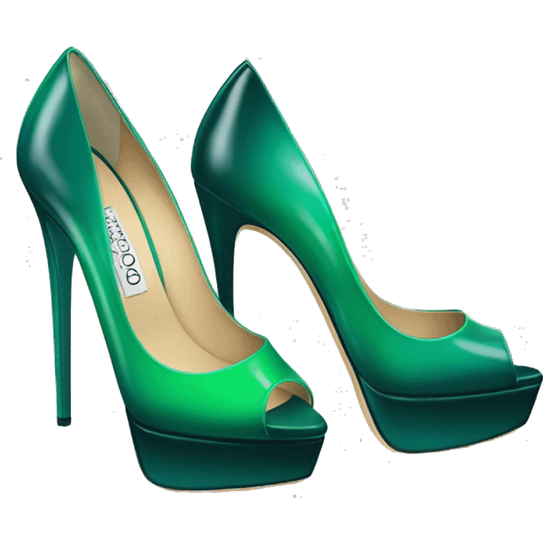 Realistic isolated top view of a pair of emerald green ombre Jimmy Choo high heel shoes. emoji