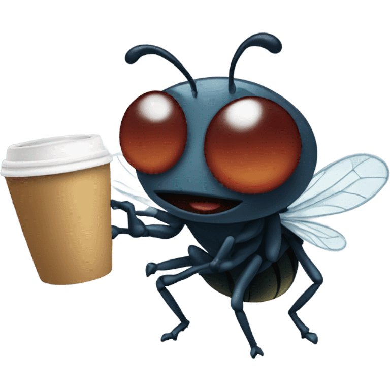 Fly holding coffee cup emoji