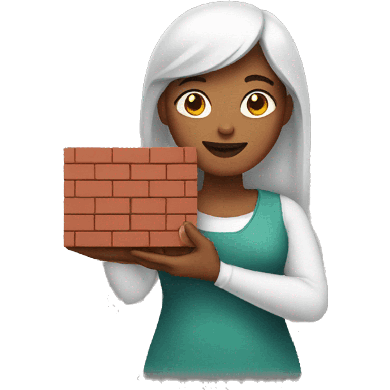 Woman holding brick emoji