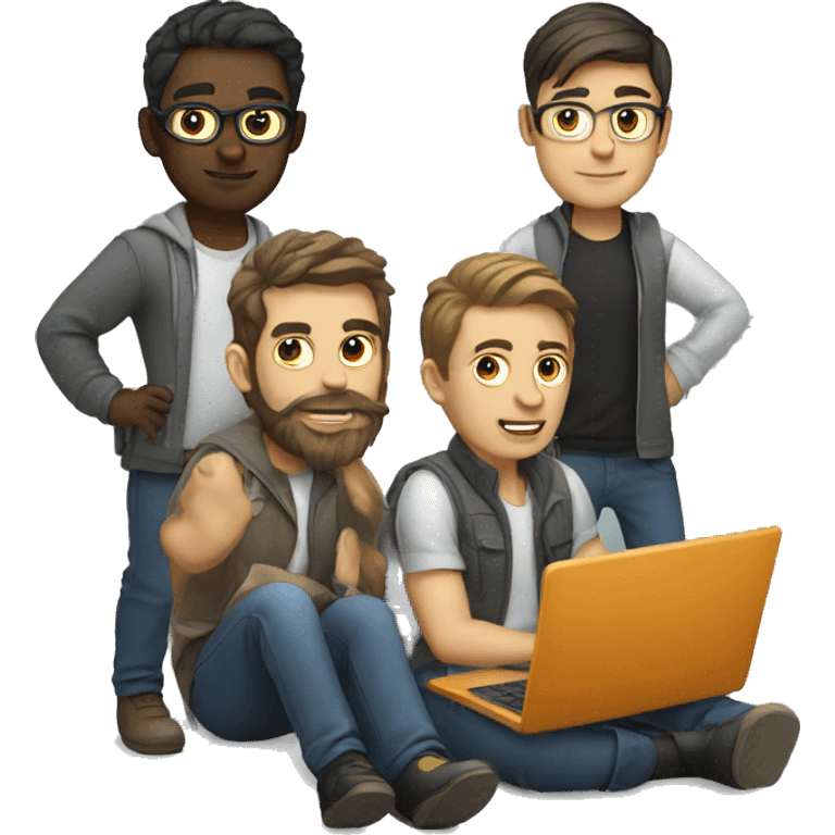 group of developers with a laptop emoji