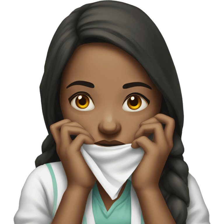 realism sick girl with a handkerchief emoji