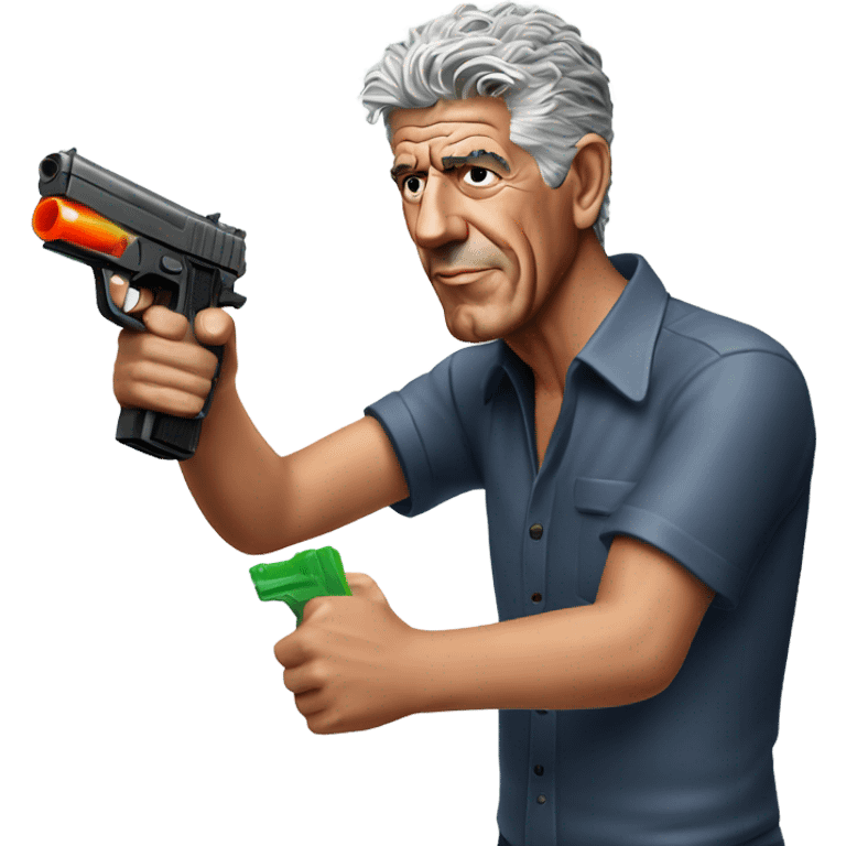 Anthony bourdain with a water pistol  emoji