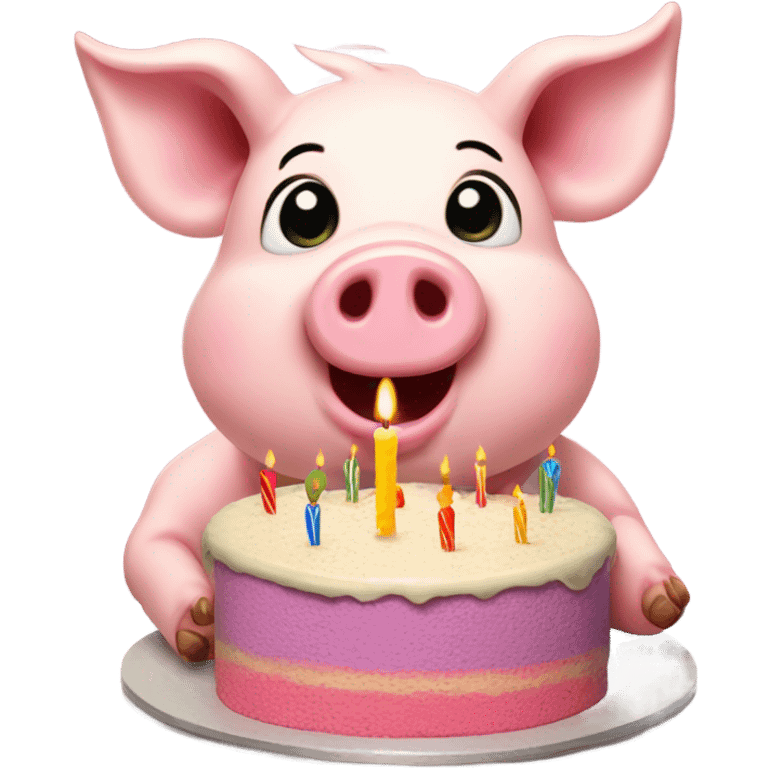 Pig eating birthday cake  emoji