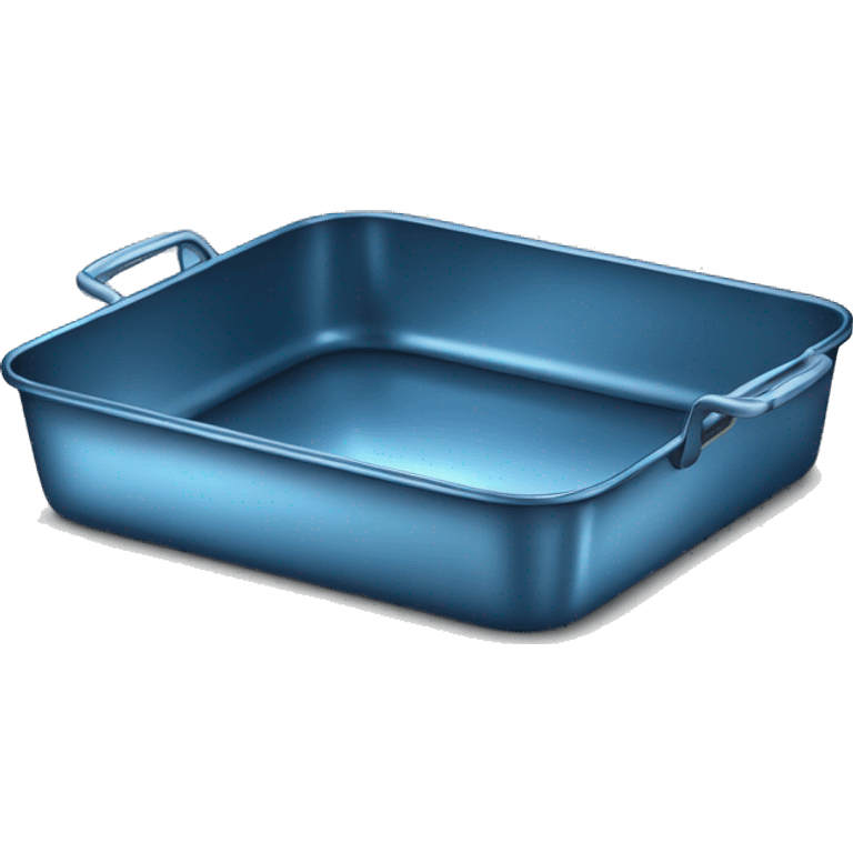 Realistic empty metallic blue baking pan with handles. emoji