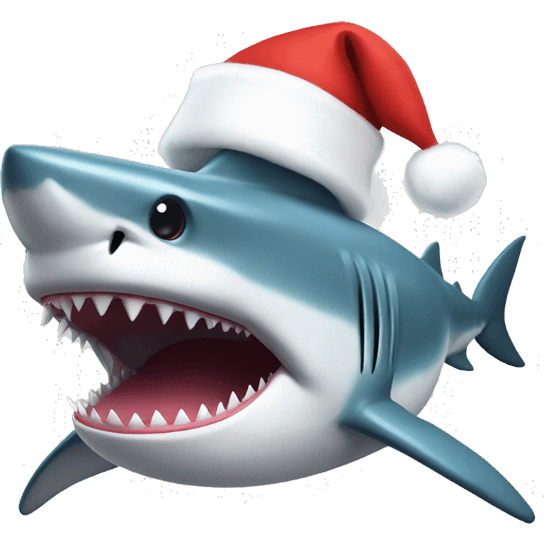 Shark with a santa hat emoji