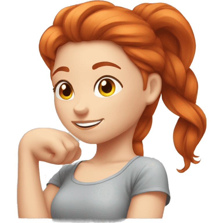 Beautiful redhead girl stretching  emoji