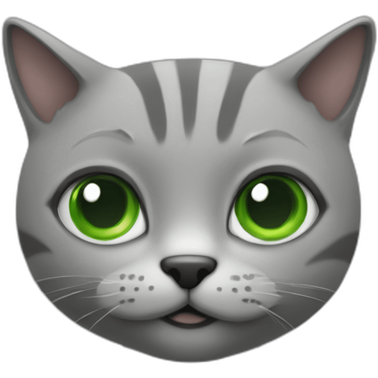 chat gris avec les yeux vert  emoji