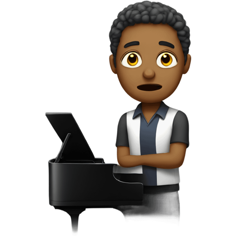 Unhappy teacher at piano emoji