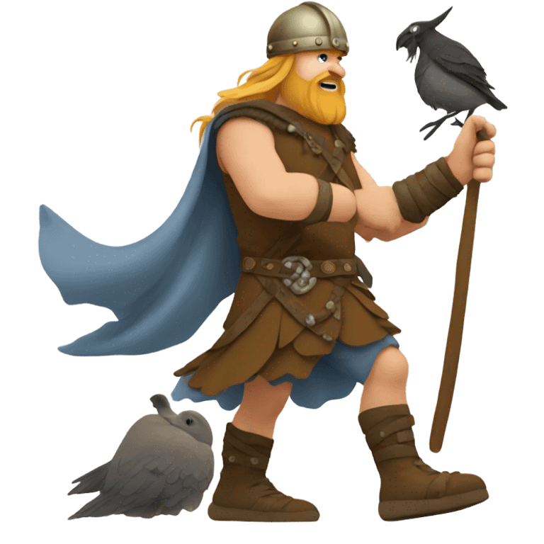 Viking stepping on a bird emoji