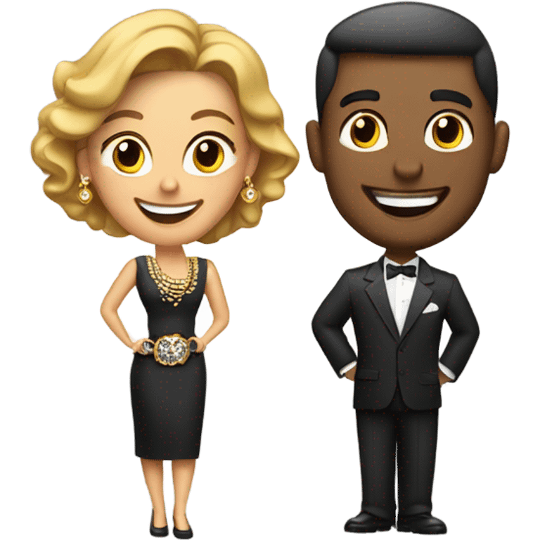 smiling couple with jewelry emoji