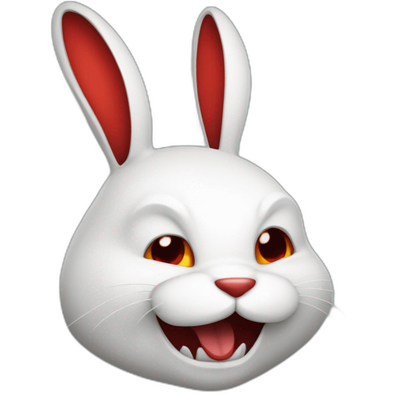 evil white rabbit with sharp fangs with red around mouth emoji