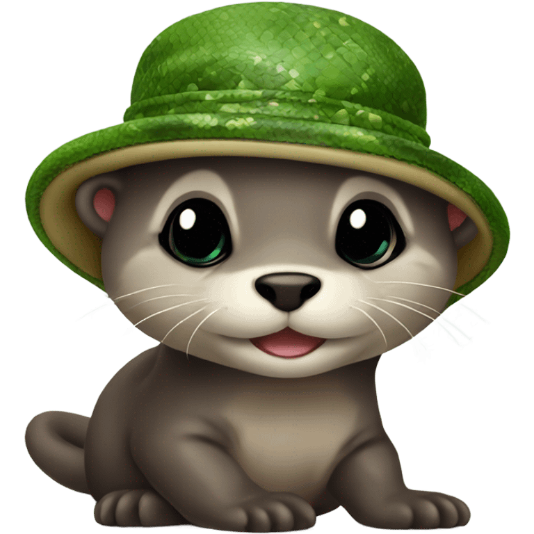 Baby otter wearing a snake hat emoji