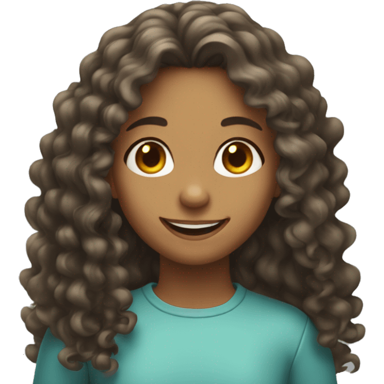 smiling girl with long curly hair  emoji