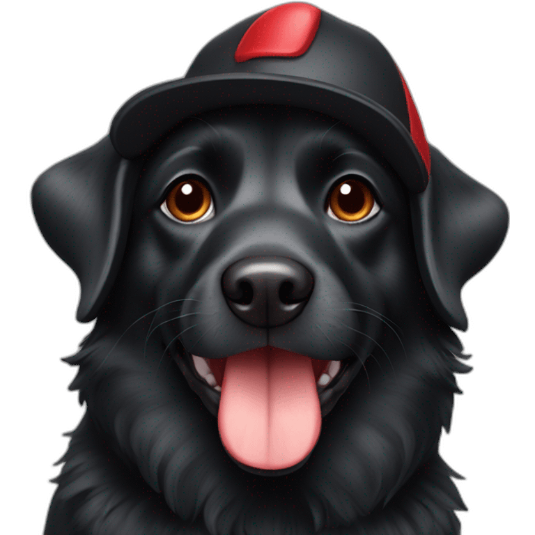 black dog with red hat emoji