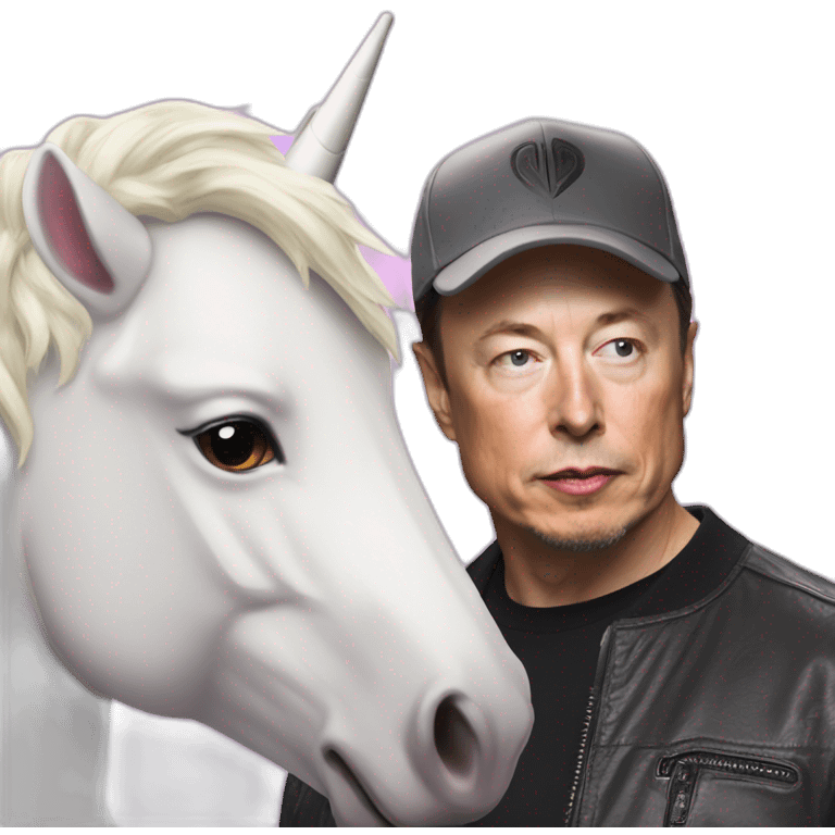 Unicorn with Elon musk emoji