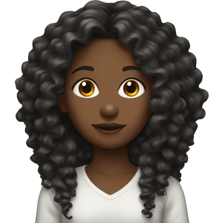 black girl with long curly hair  emoji