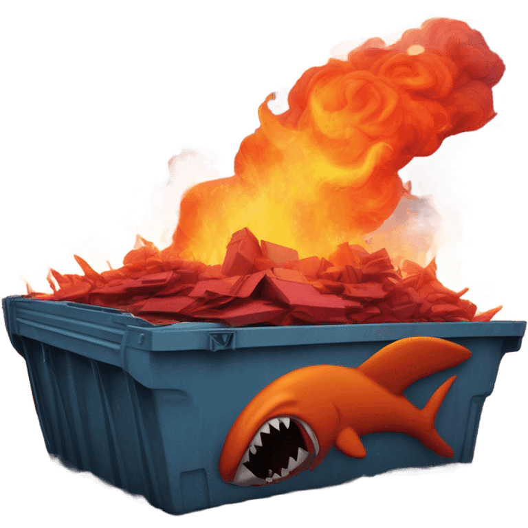 dumpster fire in a flood with a sharknato in the background emoji