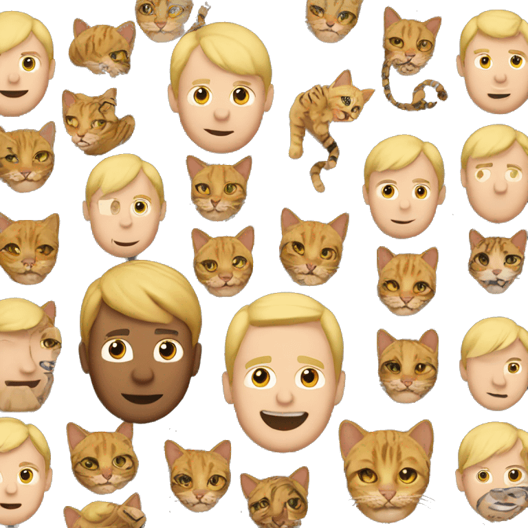 Blonde man with bengal cat on head emoji