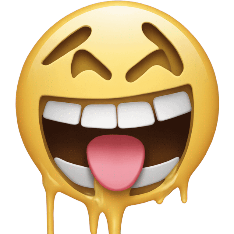 face with open mouth with glue dripping out emoji