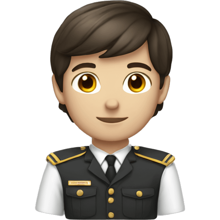 Brunette boy with an uniform emoji