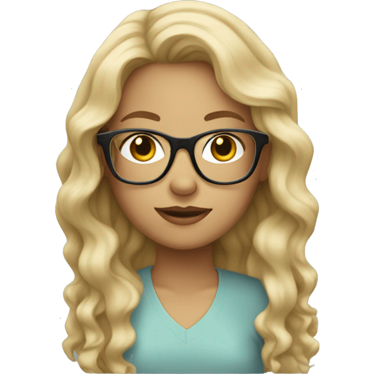 wavy Blonde haired girl with clear glasses emoji