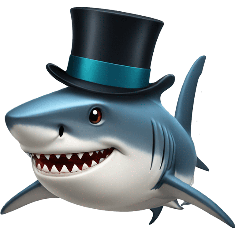 Shark with a top hat emoji