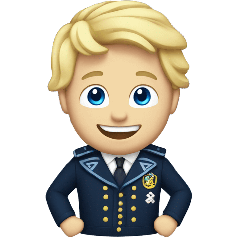 Male with blonde hair and blue eyes waving hand smiling with a Scotland flag emoji