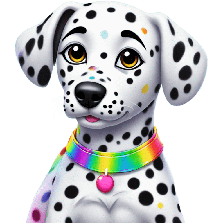 Lisa Frank Dalmatian with rainbow spots ￼ emoji