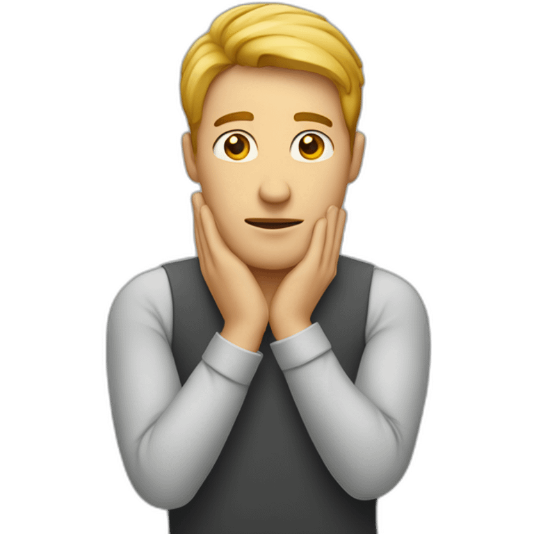 man with one arm passing in front of his head and another arm extended in the same direction. emoji