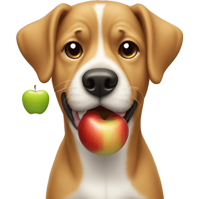 A dog with an apple in its mouth emoji